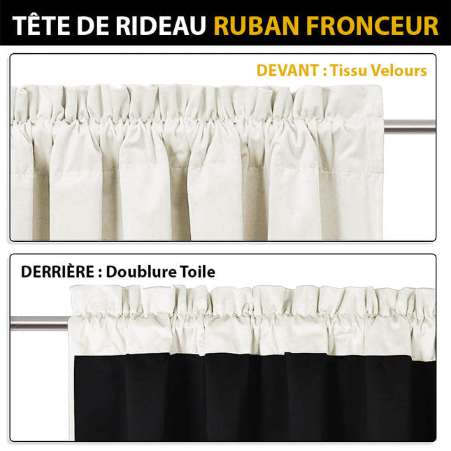 Weißer Samt Thermovorhang mit Kräuselband