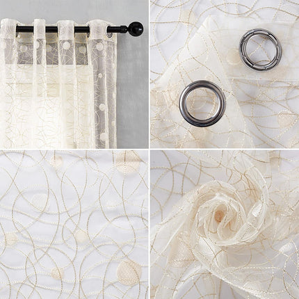 Beige Voile-Gardine mit Vogelmotiv