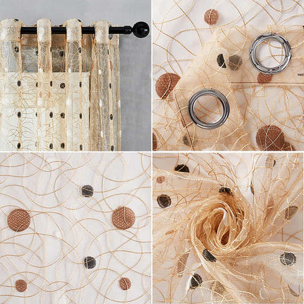 Braune Voile-Gardine mit Vogelmotiv