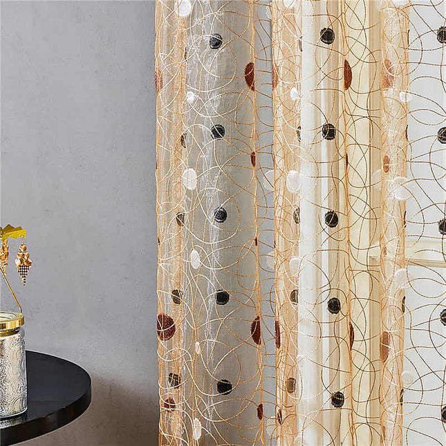 Braune Voile-Gardine mit Vogelmotiv