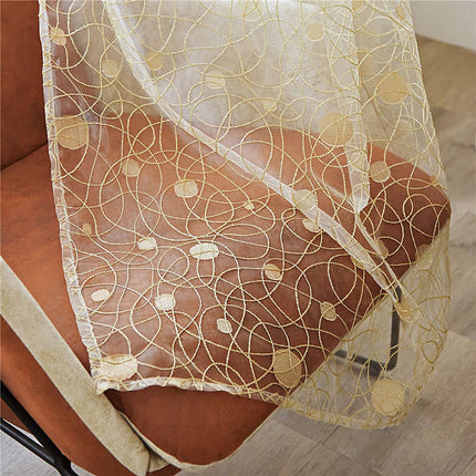 Braune Voile-Gardine mit Vogelmotiv