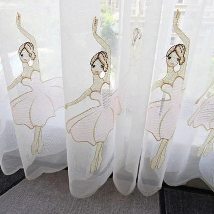 Kindergardine mit Ballerina-Stickerei für Mädchen
