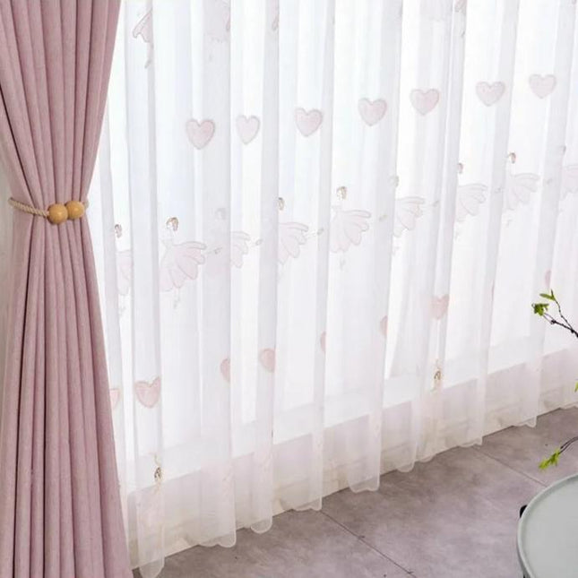 Kindergardine mit Ballerina-Stickerei für Mädchen