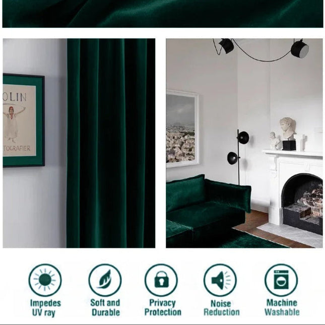 Samt Verdunkelungsvorhang in Smaragdgrün