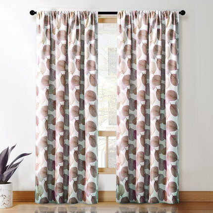 Brauner Verdunkelungsvorhang mit Blättermuster