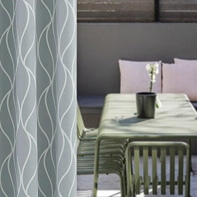 Outdoor-Vorhang Ferala mit modernem Wellenmuster