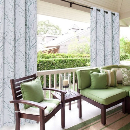 Blickdichter Außenvorhang mit Äste-Motiv