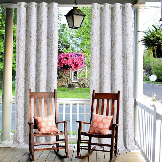 Blickdichter Außenvorhang mit Äste-Motiv