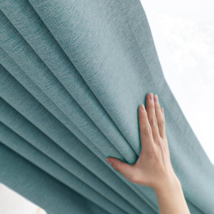 Blauer Verdunkelungsvorhang in Leinenoptik