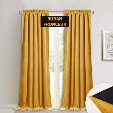 Samt Verdunkelungsvorhang in Senfgelb