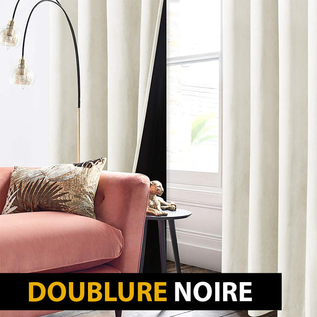 Weißer Samt Thermovorhang mit Kräuselband