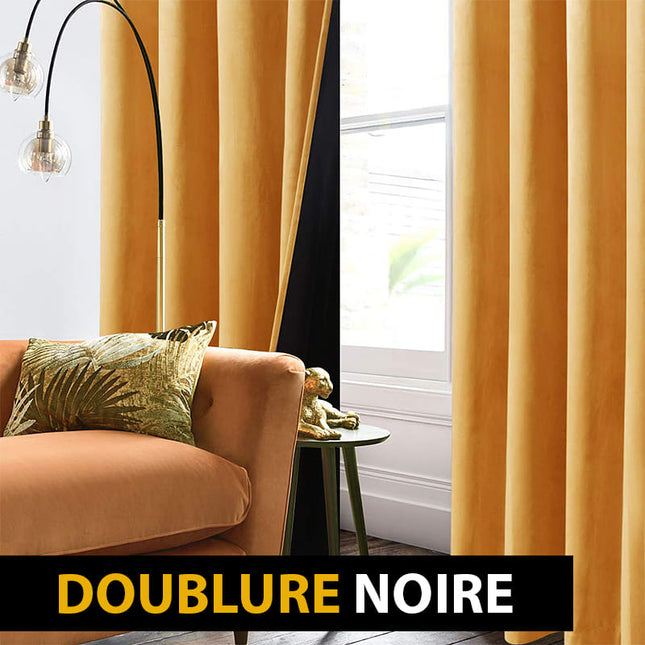 Samt Verdunkelungsvorhang in Senfgelb