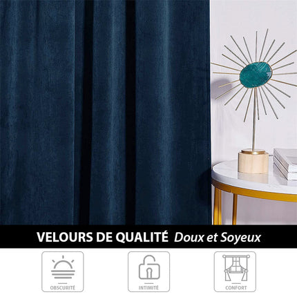 Eleganter Samtvorhang Nachtblau für Wohnzimmer