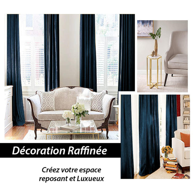 Eleganter Samtvorhang Nachtblau für Wohnzimmer