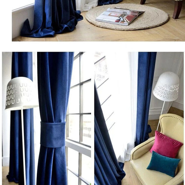 Verdunkelungsvorhang aus Samt in Blau