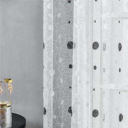 Weiße Voile-Gardine mit Vogelmotiv