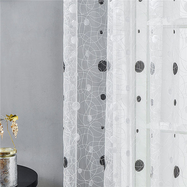 Weiße Voile-Gardine mit Vogelmotiv